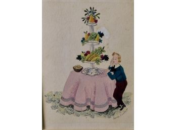 Vintage Party Food Little Boy Painting By Laura Sackett