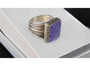 Vintage Large  Charoite Purple Ring Size 8