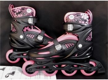 Size 9-12 Children's High Bounce Pink And Black Roller Blades New In Box