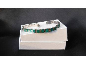 Vintage Sterling Silver Green Turquoise Bracelet Size 7