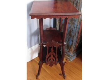 Victorian Mahogany Tall Table Stand With Decorative Fret Work