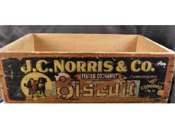 Turn Of Century Wood Box Crate With Biscuit Label