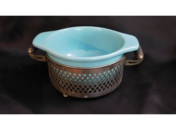 Teal Chantal Casserole Dish In Silver Stand