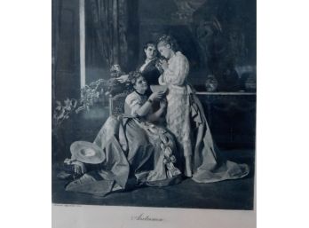 Vintage Black And White Print 'Autumn' By Belgian Artist Charles Bougniet