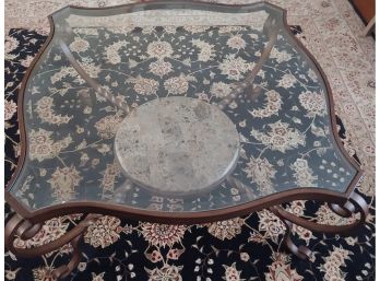 Bronze Color Metal Coffee Table With Glass Top