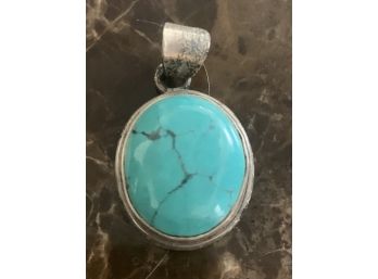 Silver And Turquoise Pendant 6.5 G