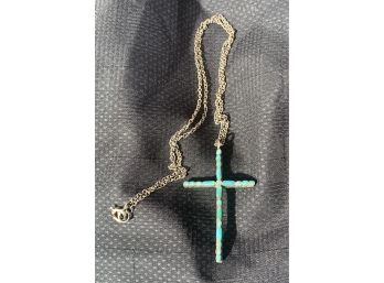 Vintage Turquoise And Silver Cross 5.9 G