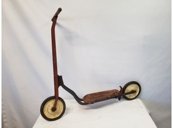 Awesome Antique Two Wheel Metal Red Scooter