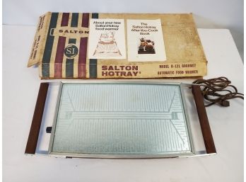 Vintage MCM Salton Hotray H-121 Glass Top Electric Warming Tray W/Original Box