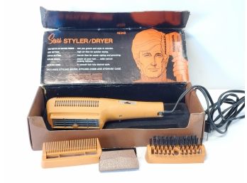 Awesome Vintage MCM Orange Sears Styler/Dryer In Original Box W/Attachments - Works!!!