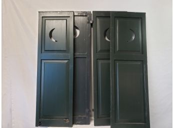 4 Vintage Crescent Moon Wood Shutters Tall