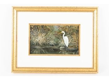 Johanna Framed Signed Oil Painting Of Heron