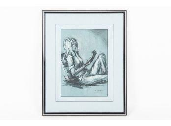 Signed Peterson Contemporary Charcoal Drawing