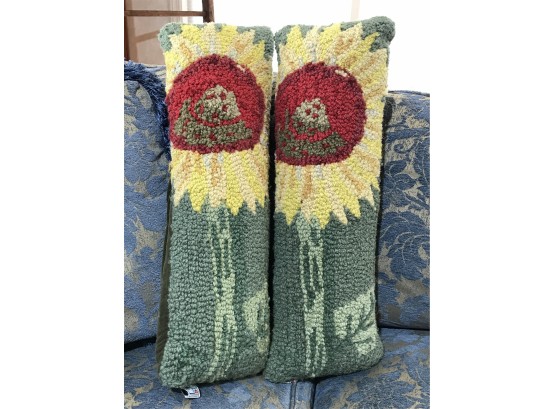 Two Matching Sunflower Pillows