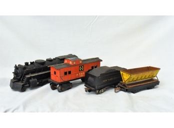 Marx O Scale Tin Litho Train Cars And Locomotive