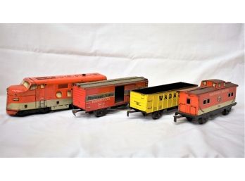 Marx Tin Litho O Scale Train Cars And Locomotive