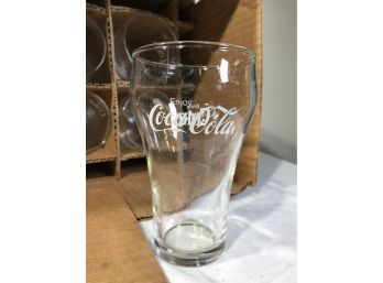 Set Of Eight (8) Vintage Coca-Cola Soda Fountain Glasses In Original Box NEVER USED !
