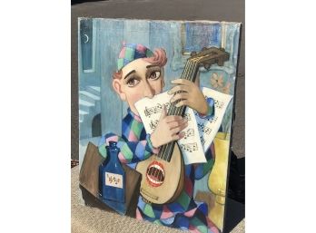 FANTASTIC PAINTING -  E.K. Kezdi Oil On Canvas Painting - LISTED ARTIST 'Harlequine'