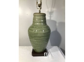 (Lamp A) Fantastic VERY LARGE Vintage Celadon Lamp -Great Piece - AMAZING COLOR !