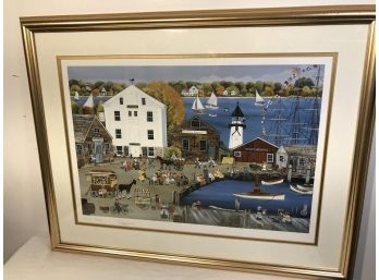 Framed MYSTIC SEAPORT Print By Carol Dyer - Signed / Numbered Print 'Fall' 411/850