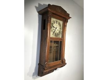 Great 1920's Antique Advertising Clock BIRKS Jewelers Calgary (Canada) - Solid Oak Case