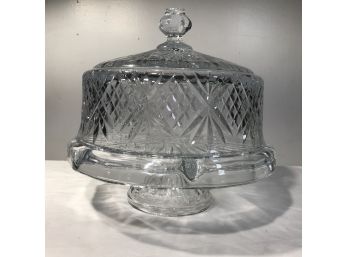 Great Shannon Lead Crystal 'FOUR WAY'  Cake Plate / Punch Bowl / Chip & Dip ALL IN ONE !