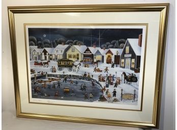 Framed MYSTIC SEAPORT Print By Carol Dyer Signed / Numbered Print 'Winter'  238/850