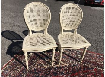 Pair Of French Style Side Chairs 'Cream & Green' By BALLARD DESIGNS