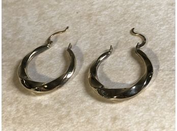 (J11)  - Sterling Silver & 14kt Gold Earrings (1/2 & 1/2) - Interesting Pair