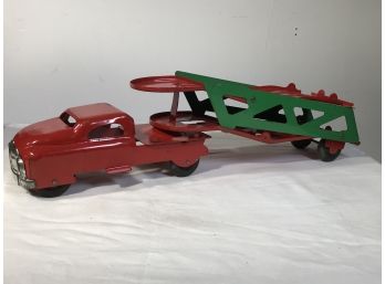 Antique Pressed Steel Tin Toy Car Carrier - AMAZING CONDITION - Unsure Of Maker