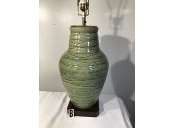 (Lamp B) Fantastic VERY LARGE Vintage Celadon Lamp -Great Piece - AMAZING COLOR !