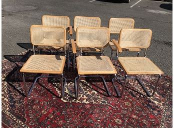 Set Of Six MARCEL BREUER Style Mid Century Modern Style Chairs - 2/Arm 4/Side - MADE IN ITALY