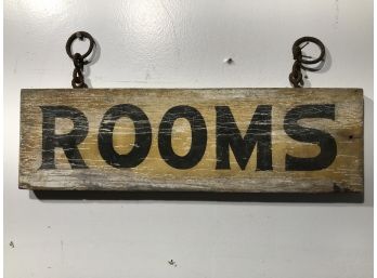 Great Antique Adirondack 'ROOMS' Sign From White River Junction , Vermont
