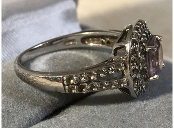 (J30) Beautiful STERLING SILVER Marcasite Ring - Very Pretty Piece - Ornate Design