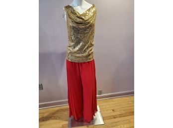 Michael Kors Sequined Top And Red St John Silk Pants