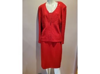 St John Marie Red 3 Pc Suit