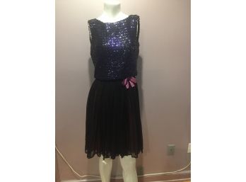 Vintage Circa 1960's Sequined Top With Silk Chiffon Skirt Dress Size Small