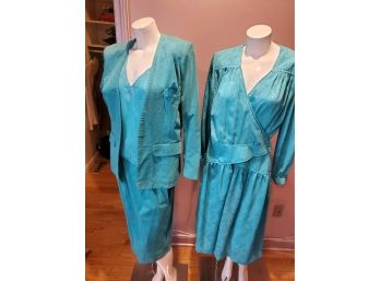 2 Custom Made Teal Blue Dresses