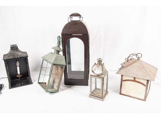 Grouping Of 5 Different Vintage Style Lanterns