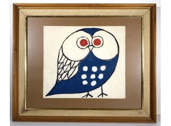 Minimalist - Mid Century - Primary Color - Blue Owl Ink On Linen