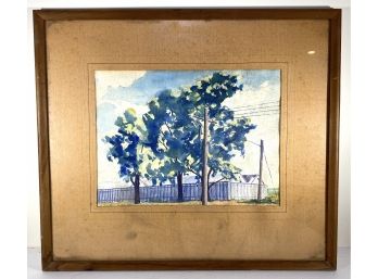 1937 - Original Watercolor - 'Trees' - Louis Agostini - New Haven Paint & Clay Club Exhibition