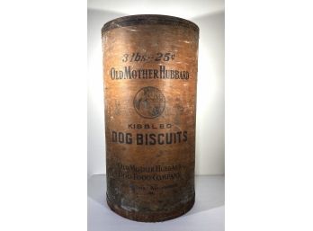 Antique - Store Display  - Old Mother Hubbard Large Wooden Dog Biscuit Bin With Lid