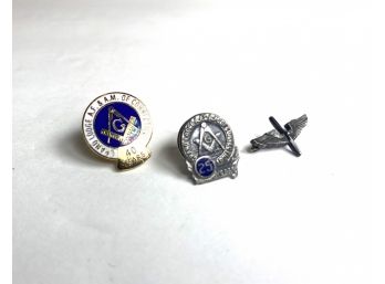 Vintage Pins - (2) Masonic   (1) WWII Sterling Silver Military Pilot