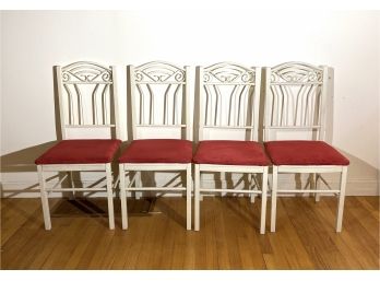 4 - Metal Chairs - Upholstered Seats