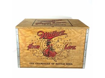 Vintage - Miller High Life Beer Crate With Bottlecap Checker Board