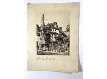 Edward Cherry - Signed Etching - Miltons Cottage