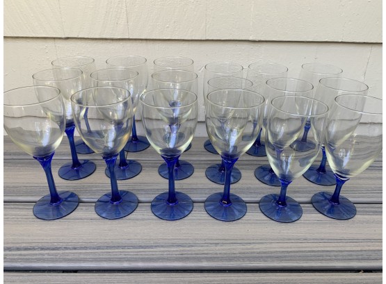 Vintage 'Domaine Blue' By Libbey Glass Co.  Water & Iced Tea Goblets
