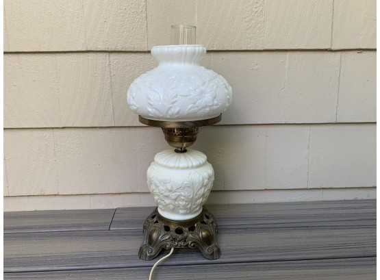 Vintage Three - Way White Milk Glass Hurricane Lamp