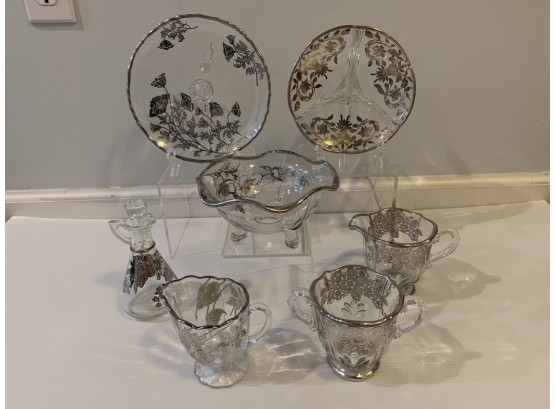 Antique Silver Overlay Glass Collection