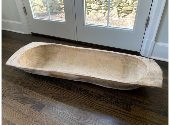 Antique Hand Carved Three Foot Wooden Trough